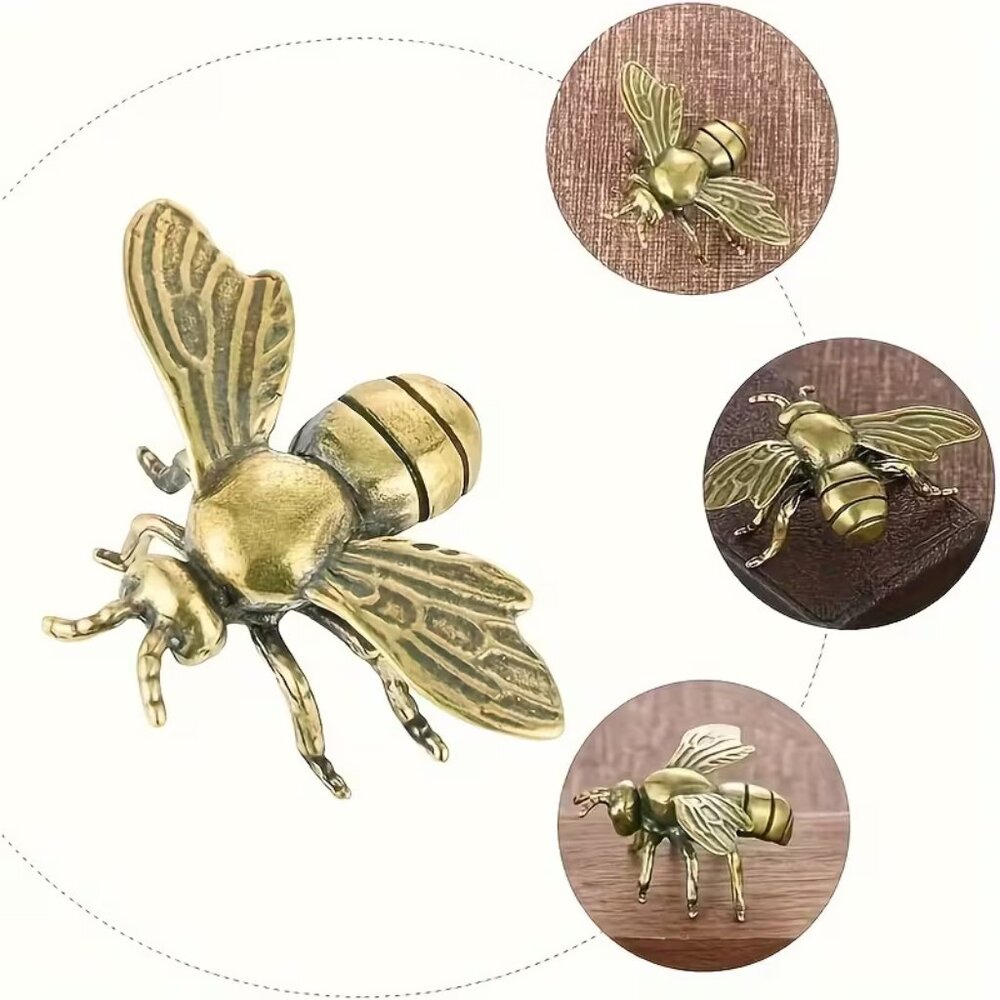 Vintage Brass Bee Figurine, Small Desktop Decorations - NEW - 1.26 in L x 1.65 W